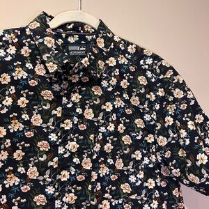 Monument Mens Size Large Cotton Short Sleeve Button Up Shirt Floral Hawaiian